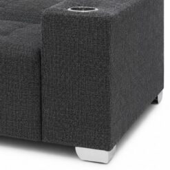 close-up-sleeper-couch-with-cupholders-charcoal-grey-open-position