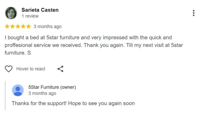 5star Furniture 5 Star Google Review Carsten