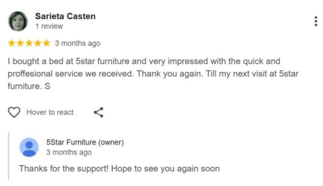 5star Furniture 5 Star Google Review Carsten