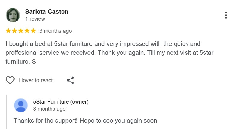 5star Furniture 5 Star Google Review Carsten