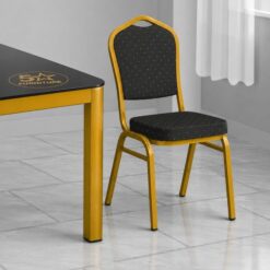 Black table top and gold legs-close-up_chair