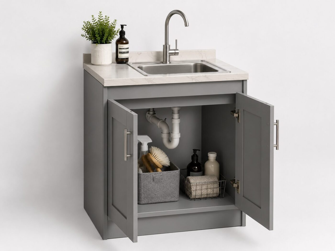 Compact kitchen sink cupboard ideal for small kitchens, flats, and apartments
