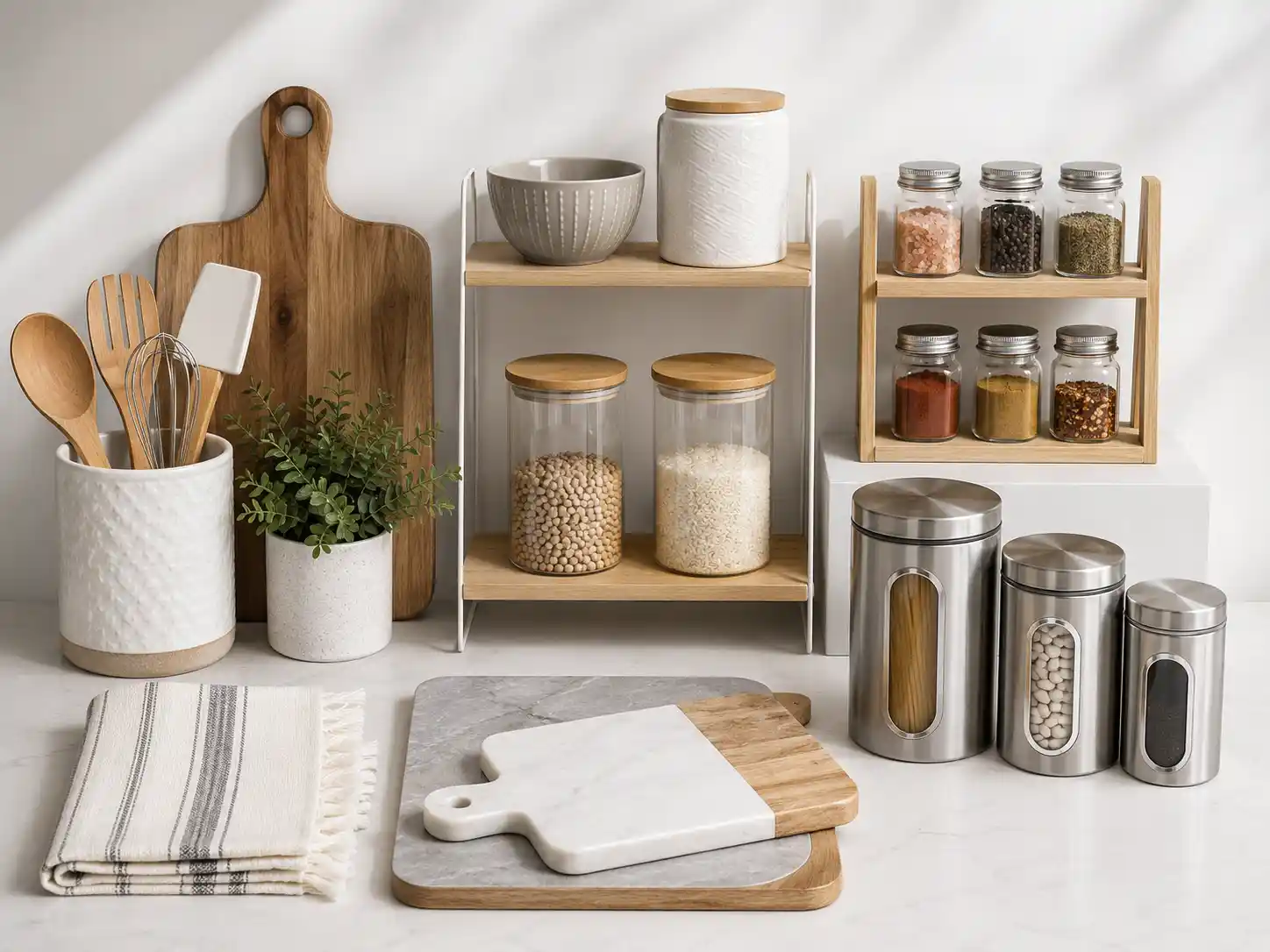 Kitchen accessories including storage containers utensil holders and organizers from 5Star Furniture